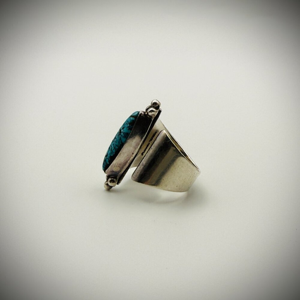 Ronnie Willie Sterling Silver Adjustable Turquoise Ring – Size 8.75 (Adjustable) - Picture 2 of 5